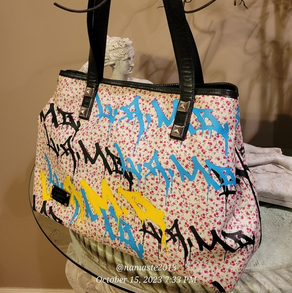 L.A.M.B. by Gwen Stefani Ditzy Graffiti Tote Luxury Designer Bag #594 - Picture 7 of 14